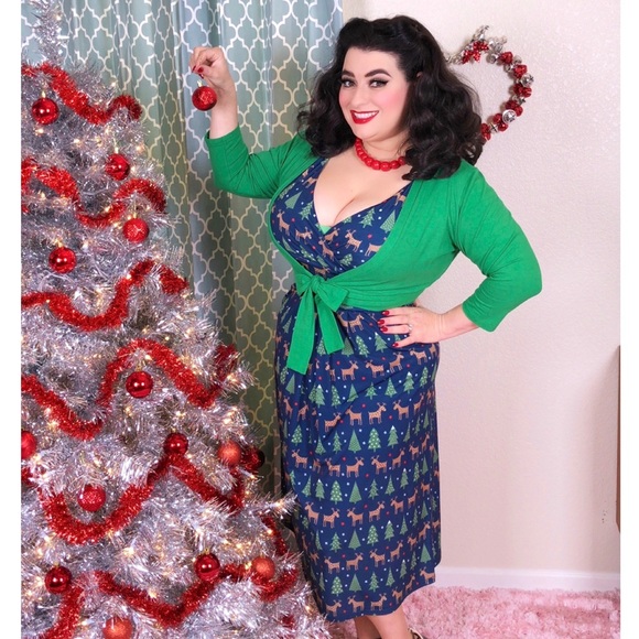 LADY V PINUP ADA CLASSIC REINDEER CHRISTMAS DRESS - Picture 3 of 5